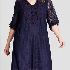 Xhilaration Navy Lace Quarter Length Dress